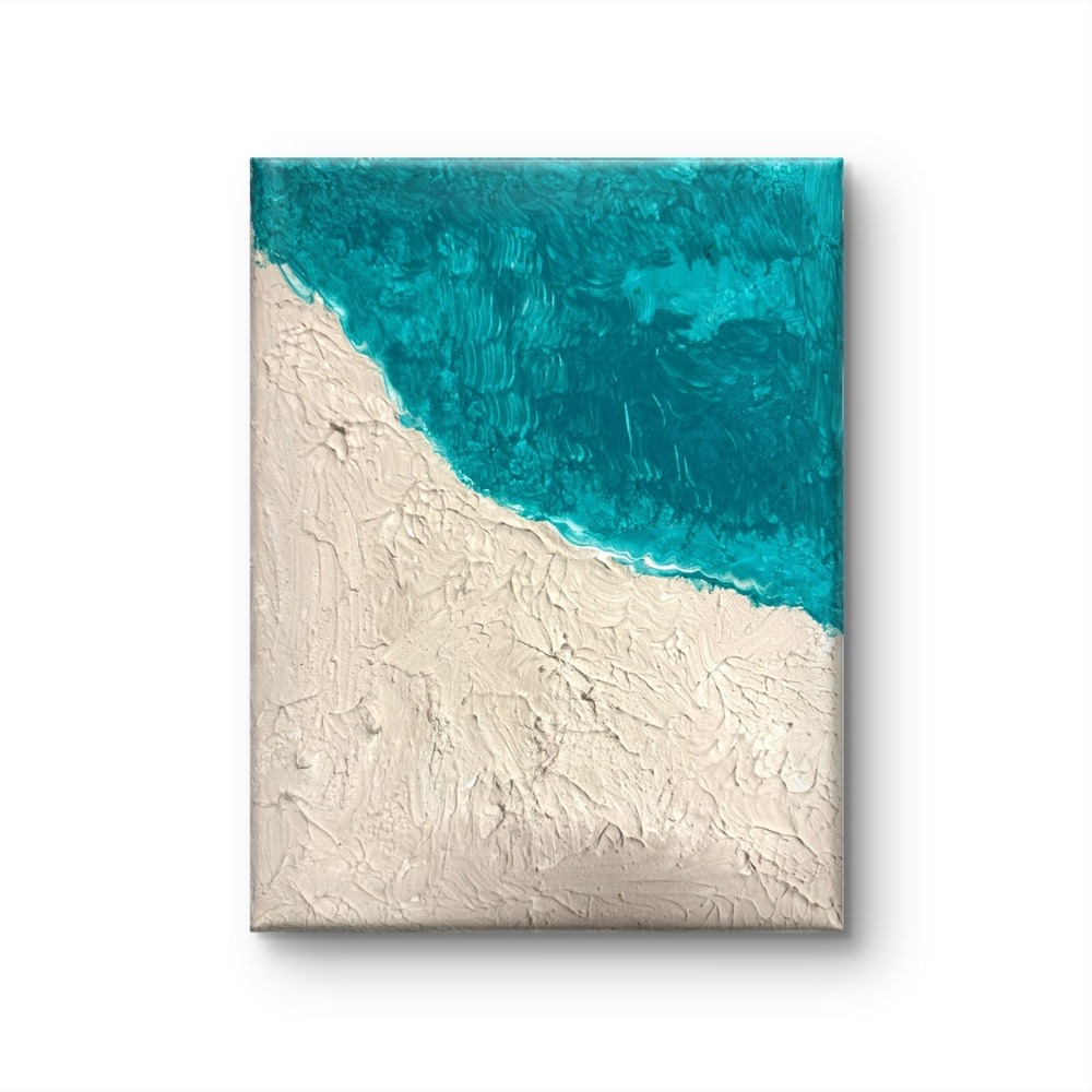 Papa Diouf Original Ocean Wave Painting Textured Coastal Beach 8x10 New
